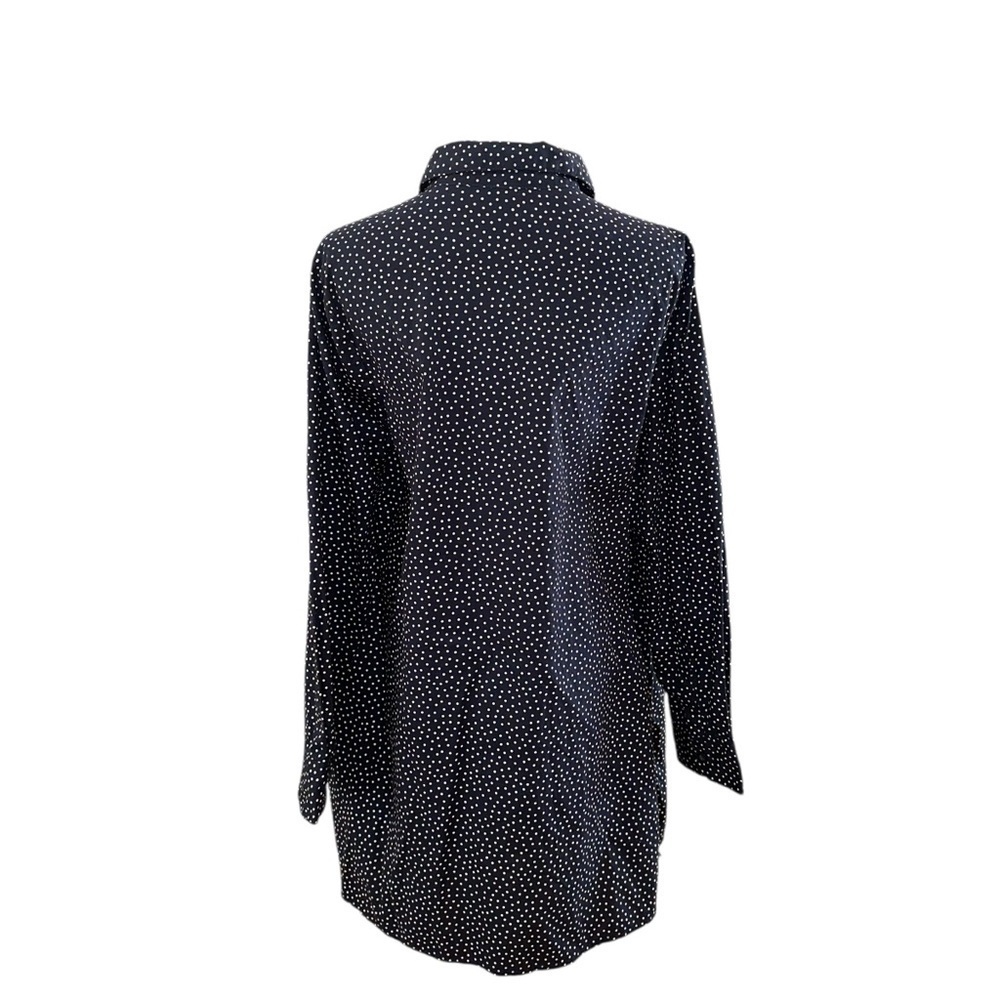 Women’s 14/16 Navy Blue Polkadot Button Down 100% Cotton Nautical Tunic Shirt - Picture 6 of 7